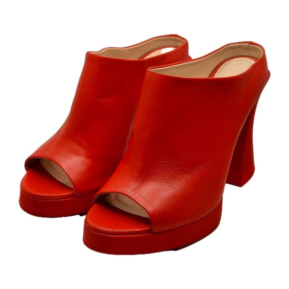 AGL ATTILIO GIUSTI LEOMBRUNI Red JANIS Slip-on Open Toe Mule Platform Heels 10 - Picture 5 of 16